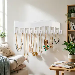 ADISEN door hangers love Necklace Organizer Necklaces Bracelets Acrylic Necklace Holder 2 Pack Wall Mounted Necklace Organizer Hanging Jewelry Organizer with 11 Hooks for Necklaces, Bracelets, Rings and Bangles Display