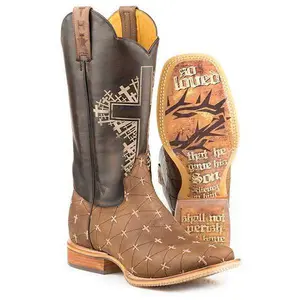 Men's Tin Haul The Gospel Boots With John 3:16 Sole Handcrafted Brown