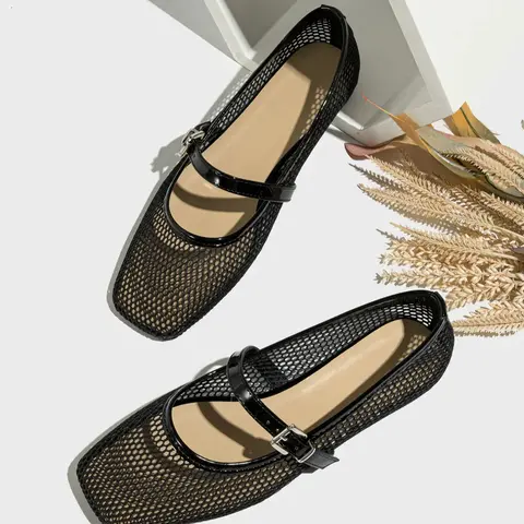 【Black Friday】Women's Fashionable Solid Color Hollow Out Design Mary Jane Shoes, Comfortable Square Toe Flat Shoes for Summer, Lightweight Breathable Shoes for Daily Wear, Casual Flats, Footwear
