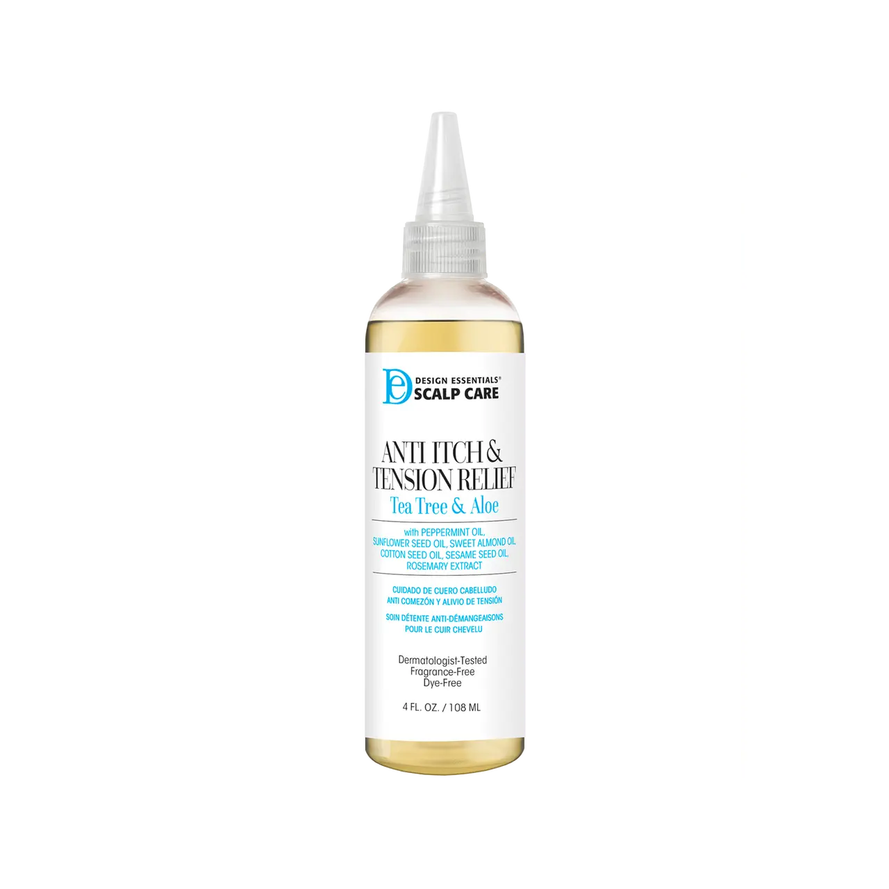 Design Essentials Scalp Treatment, Anti-Itch & Soothing Serum with Tea Tree Oil & Peppermint, Haircare for Itchy Scalp Relief for Wavy & Curly Hair, 4 oz, Dry Scalp