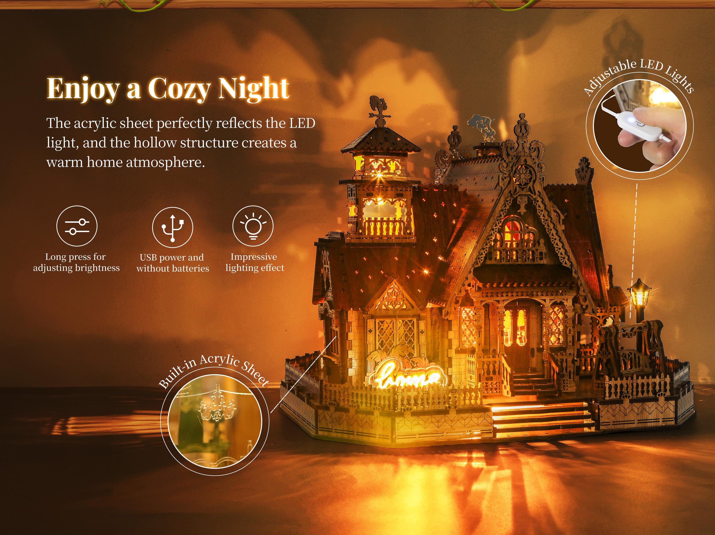 Rustic cottage puzzle LED lighting effect