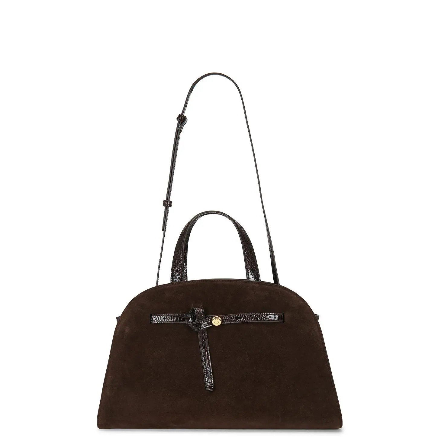 Tory Burch Romy Suede Bauletto Bag in Dark Cocoa
