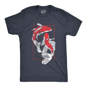 Mens Koi Fish T Shirt Funny Beautiful Peaceful Japanese Carp Pond Tee for Guys Mens Funny T Shirts Cool Vintage Fashion T-Shirt Gift Classic Menswear Funny Animal Short Sleeve Novelty Tees for Guys Navy - KOI