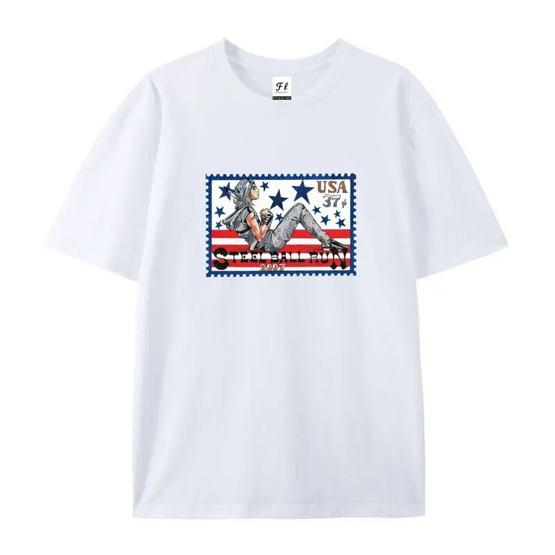 Johnny Joestar JJAB SBR USA stamp Short-sleeved cotton unisex casual T-shirt Fabric