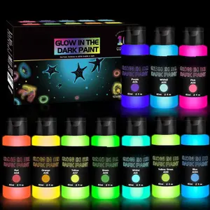 Glow in the Dark   - 10 Bright Colors (60ml/2oz) Long Lasting Glow Fluorescent  for DIY Projects, Halloween, Easter, Christmas Decorations