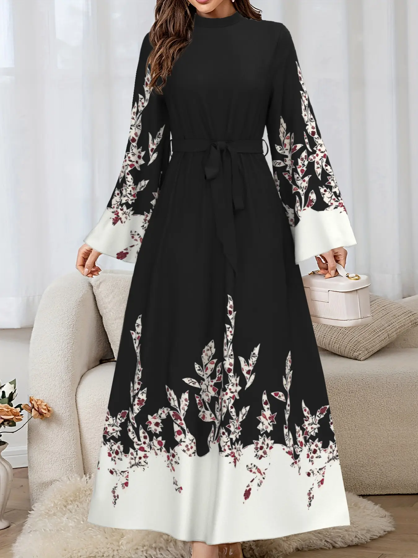 slim fit dress slacks Freeacy 2025 Spring Stylish Dress for Women Contrast Color Long Sleeve