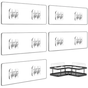5-Pack Shower  Adhesive Replacement - Transparent  Strips with Hooks, No Drilling Adhesive for Bath Storage Shelves, Kitchen Racks, Shower Basket & Soap Holder