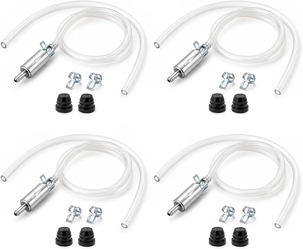 4 x Brake Bleeder Tool Kit - Universal Aluminum Deflator with 1-Way Check Valve, Metal Clamp Hose for Car, Motorcycle, ATV, Scooter