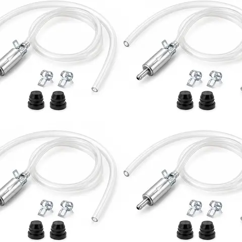 4 x Brake Bleeder Tool Kit - Universal Aluminum Deflator with 1-Way Check Valve, Metal Clamp Hose for Car, Motorcycle, ATV, Scooter
