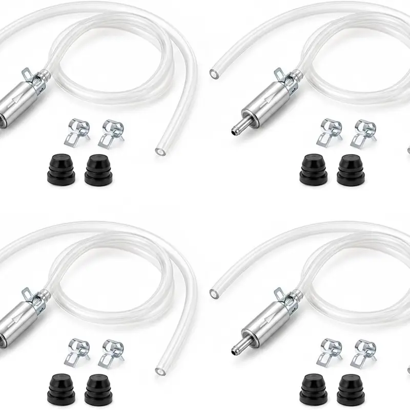 4 x Brake Bleeder Tool Kit - Universal Aluminum Deflator with 1-Way Check Valve, Metal Clamp Hose for Car, Motorcycle, ATV, Scooter