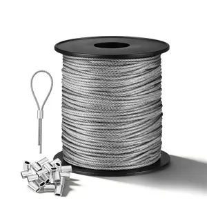 FT /" Wire Rope,  Stainless Steel Cable with Pcs Crimping Sleeves, Heavy Duty Aircraft Cable, x Strand Core &  lbs Breaking Strenh, Perfect for Clothes Line, Garden Trellis