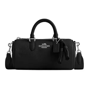 COACH Lacey 20 Monogram Logo Zip Top Boston Bag for Women – Leather Crossbody Tote in Black