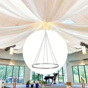 1pc 24 Inch Ceiling Drapes Hanging Kit Silver Metal Ceiling Draping Kit Round Ceiling Canopy Hoop Hardware Kit For Ceiling Drape Hanging Hoop Ring Kit For Wedding Ceremony Ceiling Decorations