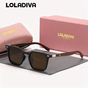 LolaDiva Unisex Retro Literary trendy stylish Square Fashion Full Frame Polarized Sunglasses For outdoor casual UV400