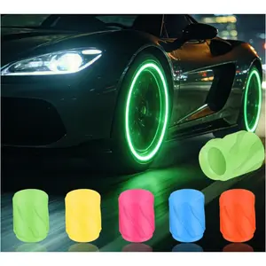 Car Truck Bike Auto Luminous Fluorescent Green Blue Yellow Orange Red Night Glow in the dark Tire Valve Caps for Exterior Auto Bike Car Truck Decor