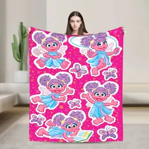 Pink Characters Sesames Streets Cartoon Warm Blanket  Picnic Plush Throw Blanket Fashion Flannel Bedspread Sofa Bed Cover