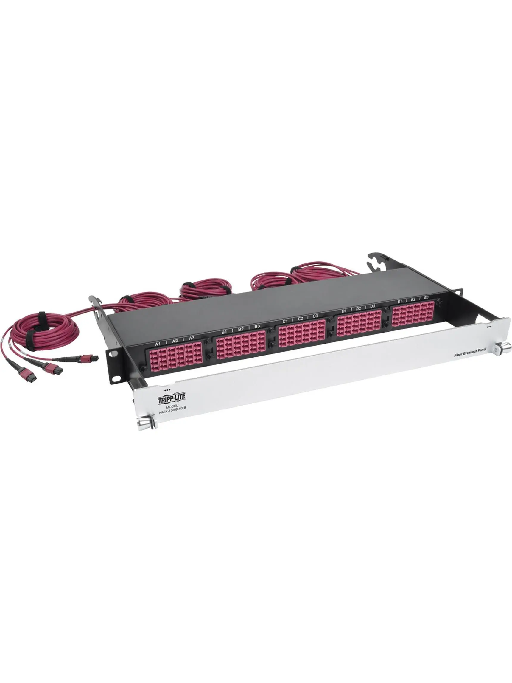 Tripp Lite N48K-15M8L60S-B 8.3 by 125 OM4 Pre-Assembled 40GB-10GB Patch Panel, 15MTP QSFP-60 LC- Black