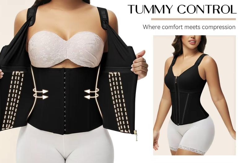 Waist Shapewear for Women with Bra Tummy Control Girdle Workout Shapewear with Adjustable Shoulder Strap