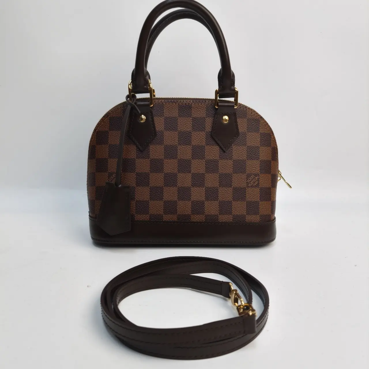 Pre-owned Louis Vuitton leather Shoulder Bags Alma BB Damier Ebene 【senza 2】