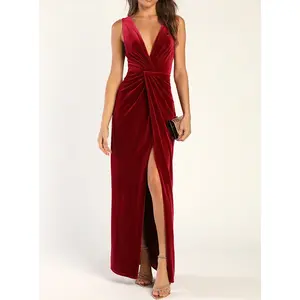Lulus Beautiful Evenings Wine Red Velvet Twist-Front Maxi Dress outfits Mesh Tropical Leopard Tube