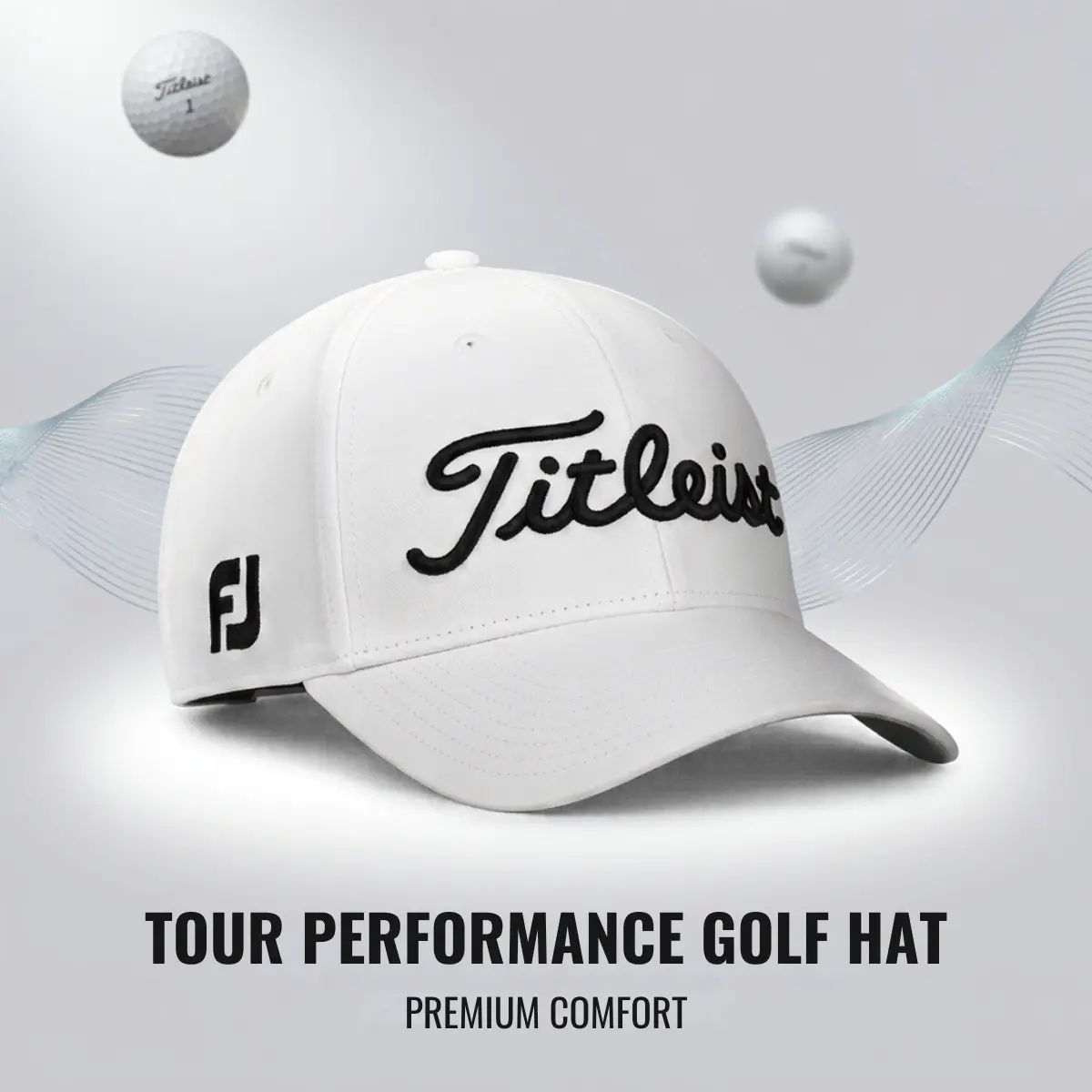 Titleist Tour Performance Golf Hat, Lightweight UPF 50+ Sun Protection Cap, Structured Front, Curved Bill, Golf & Outdoor Hat for Men, Ideal Gift