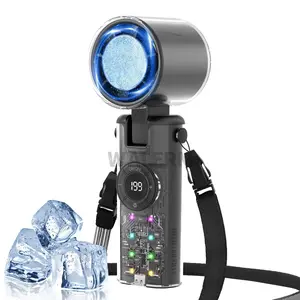 Handheld Portable Turbo Fan With Ice Compress, 4000mAh, 135° Adjustable, 199 Speed Wind, Flashlight, USB Rechargeable Foldable Fan, for Summer/Travel/Outdoor/Vacation/Concerts