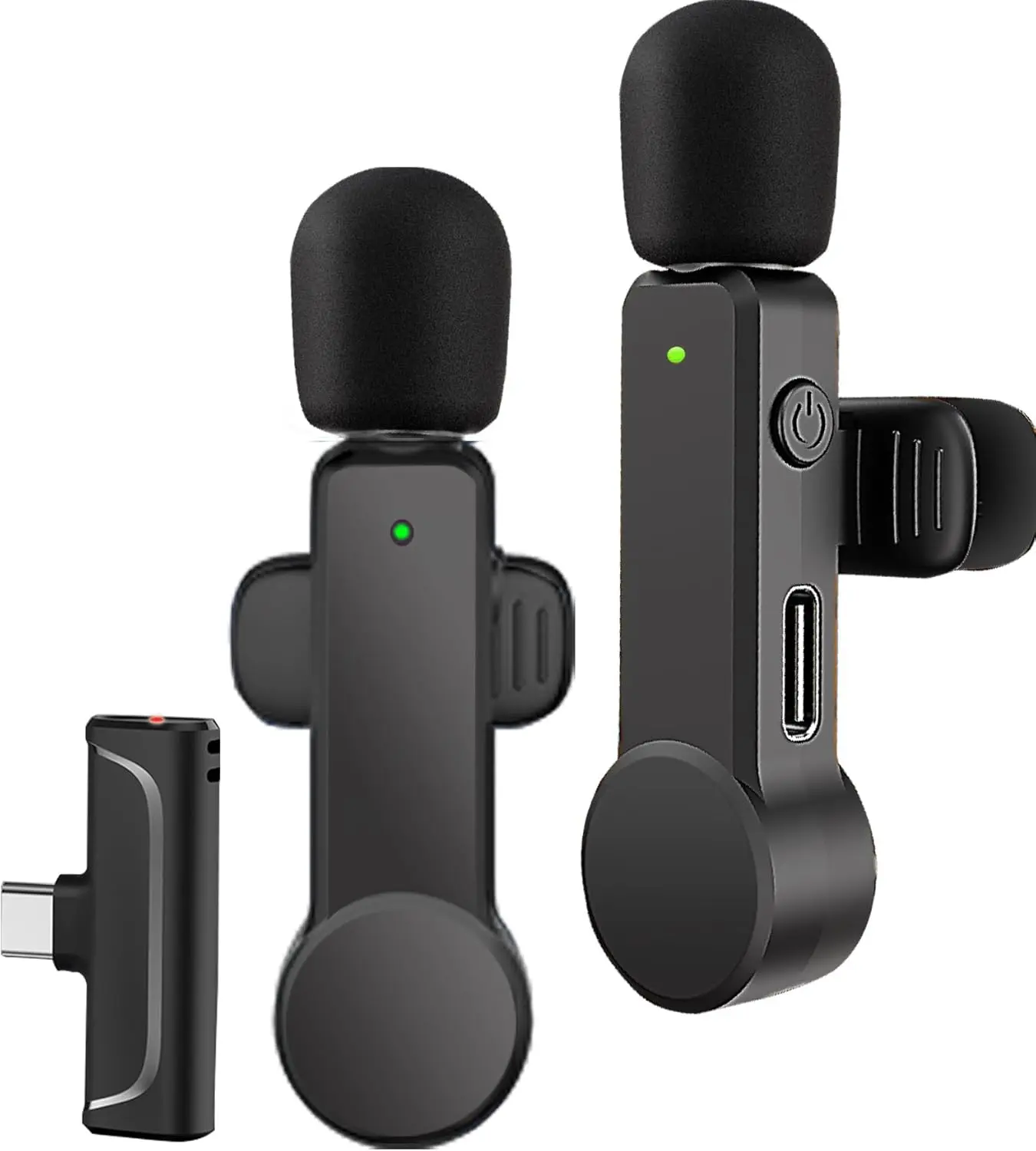 NPTCL 2-Pack Cordless Lapel Microphone with USB-C Port, Noise Cancellation, Rechargeable Clip Mic for iPhone 17/16/15, Android Devices, Tablet – Plug-and-Play Receiver for Audio Connection, Video Recording Vlog Smartphone Wireless, Compact, 10H Long Play