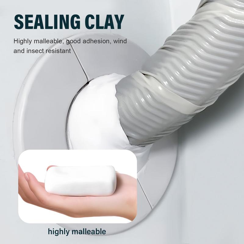 Waterproof Sealant Putty, Moldable Repair Sealing Clay for Wall Holes & Pipe Gaps, Quick-Setting Mastic for Drain Connections, AC Line Pass-Throughs, Cracks & Gaps, Indoor/Outdoor Use (White)