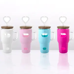 Glass 32 ounce Water Tumbler with Anti-Wrinkle Straw!