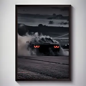2D Flat, 2D Flat, 1pc Frameless Painting, Retro Supercar Art Canvas, Car Enthusiast Wall Art Poster, Unique Creative Wall Art Decor, WC, Living Room, Bedroom, Office, Restaurant, Bar Wall Decoration, Printed, Artwork, Perfect Gift And Decor