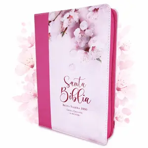Biblia para Mujer con Cierre Letra Gigante Manual 14 puntos RV1960 imit piel floral y fucsia con indice y canto floral - Mujer Virtuosa