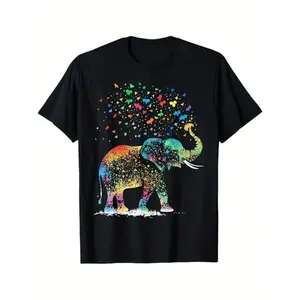Vibrant Elephant T-Shirt, Aesthetic Watercolor Animal Apparel, Colorful Butterfly Elephant Tee, Elephant Lover Gift, Trendy Boho Animal Shirt