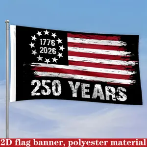 2D Flat, 2D Flag Banner, 1pc 250th Anniversary Flag of the United States of America, 150cm * 90cm/59in * 35.4in, Material, Patriotic Design for the 250th Anniversary of the United States, 1776-2026 Birthday Flag, Outdoor Courtyard and Garden Decorat