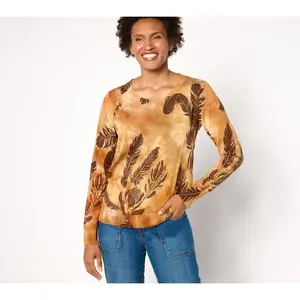 Attitudes by Renee Printed Tie Dye Sweater with Overlay Print