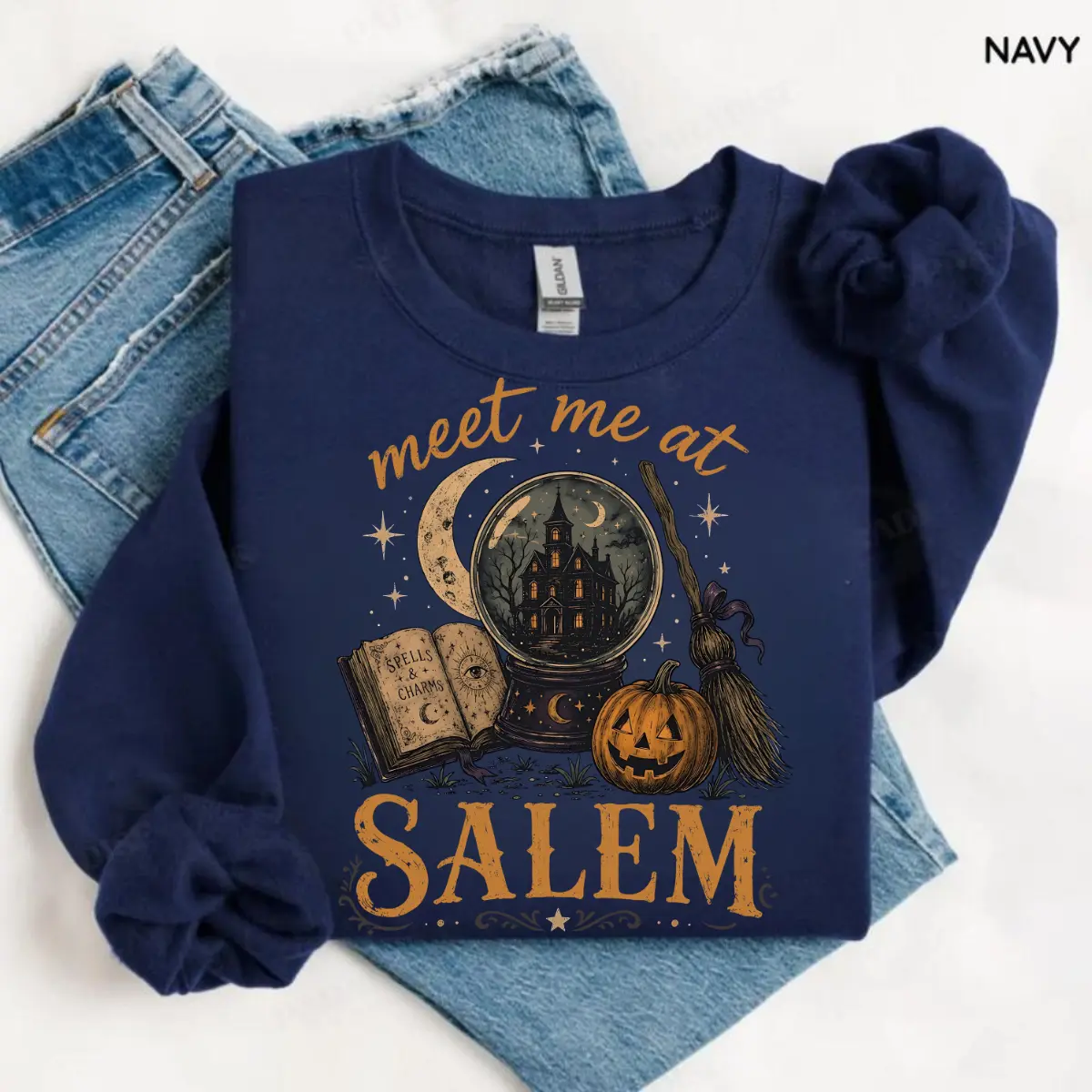 Meet Me at Salem Sweatshirt, Witchy Halloween Graphic Crewneck, Vintage Haunted House Sweatshirt, Dark Cottagecore Fall Pullover, Spooky Season Gift