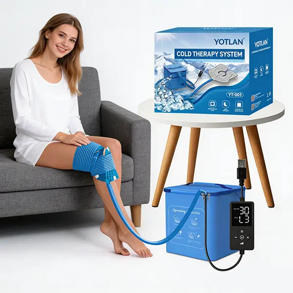 Portable USB-Powered Cold Therapy Machine with Programmable Timer, Compressible Ace Bandage-Style Strap, Foam Pad, Universal Size for Muscle Therapy, Knee Replacement Pain Relief, Sports Injuries (Fits Shoulder, Hip, Ankle)