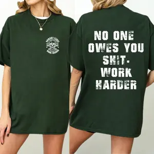 Nobody Cares Work Harder Skull T-Shirt - Motivational Grind 247365 Graphic Tee for Men, Relentless Grinder Mechanic Vintage Design