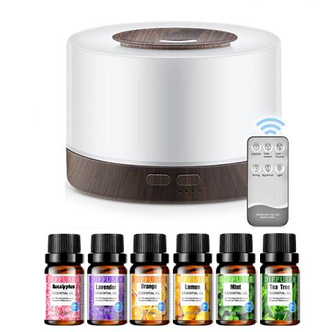 Soundwave Technology Wood Grain Aroma Diffuser, 16.91oz USB Humidifier with Remote Control & Night Light for Home Office