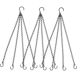 16 Inch Hanging Basket Chain, 4 Point Hanging Chains with Hooks for Pot Planters Bird Feeders Lantern Lamp,Extended Hangers for Hanging Badkeys(16inch, 4 Point)