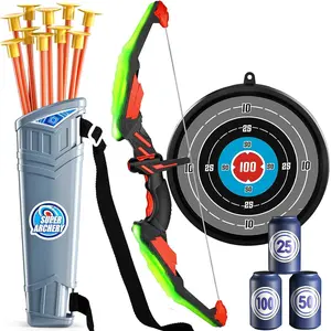 Kids Archery Set LED Light Up Bow and Arrow Toy with 10 Suction Arrows Outdoor Sports Spring Picnic Gift for Boys Girls Unisex Appeal Ages 3-12