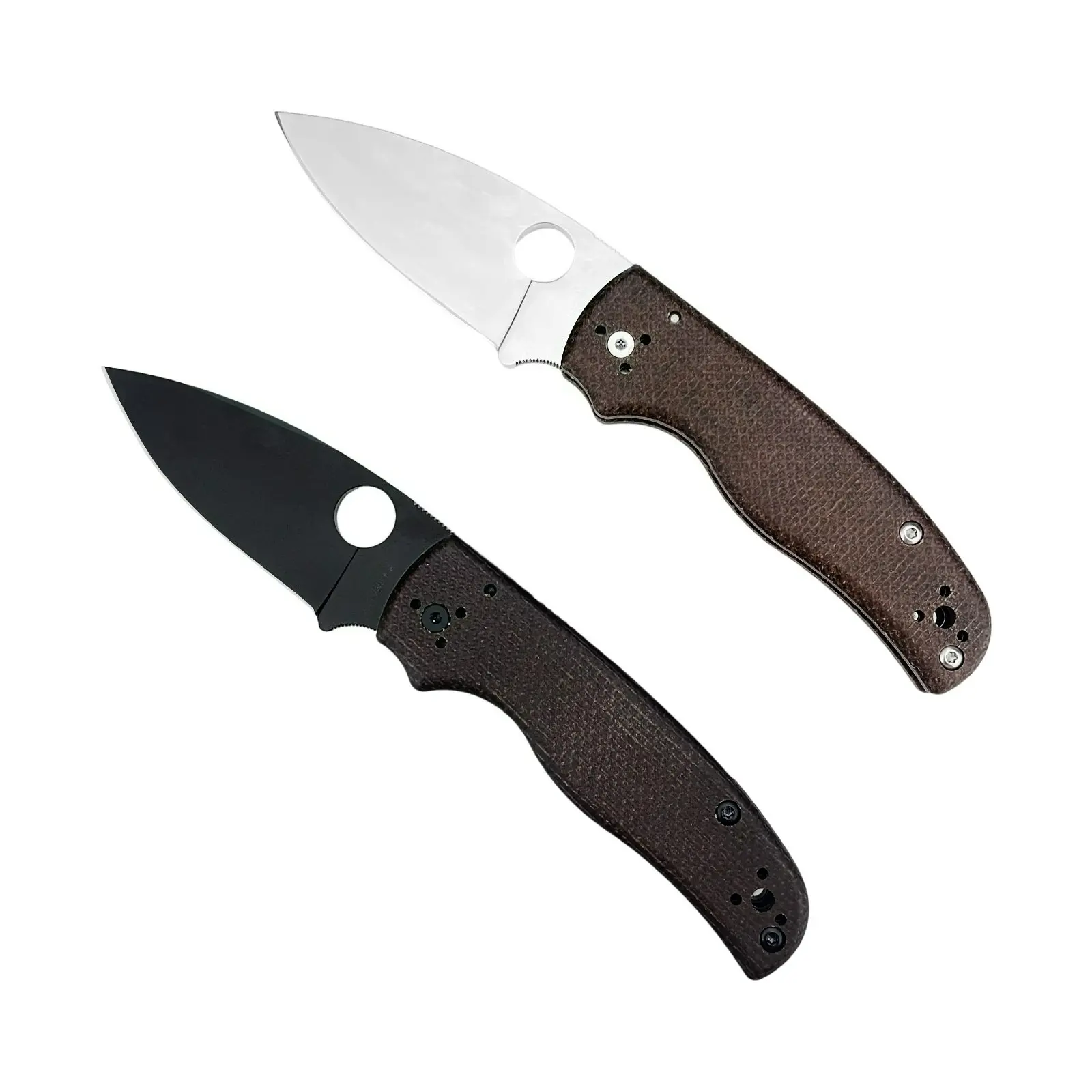 EDC  Folding Knife 3.58" S30V Black Plain Blade, Matte Brown Micarta Handles