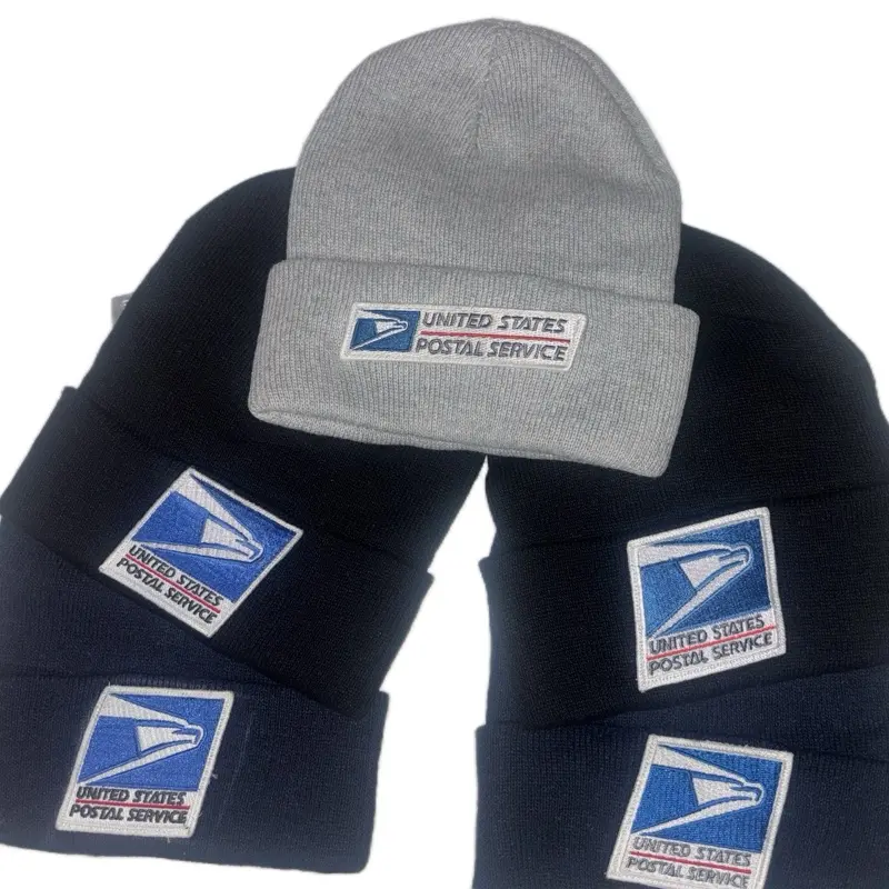 Postal Style Beanies, Soft Knit Cuffed Winter Hat for Men & Women - Available in Gray, Navy Blue, and Black, Cozy Beanie, Custom Postal, Winter Hats, Postal Beanies