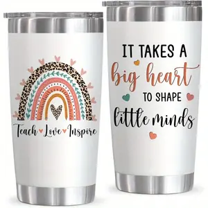 20 Oz Stainless Steel Insulated Tumbler Set with Straw and Brush, Teacher Appreciation Gift, Ideal for Christmas & Valentine's Day, Perfect for Travel & Outdoor Use