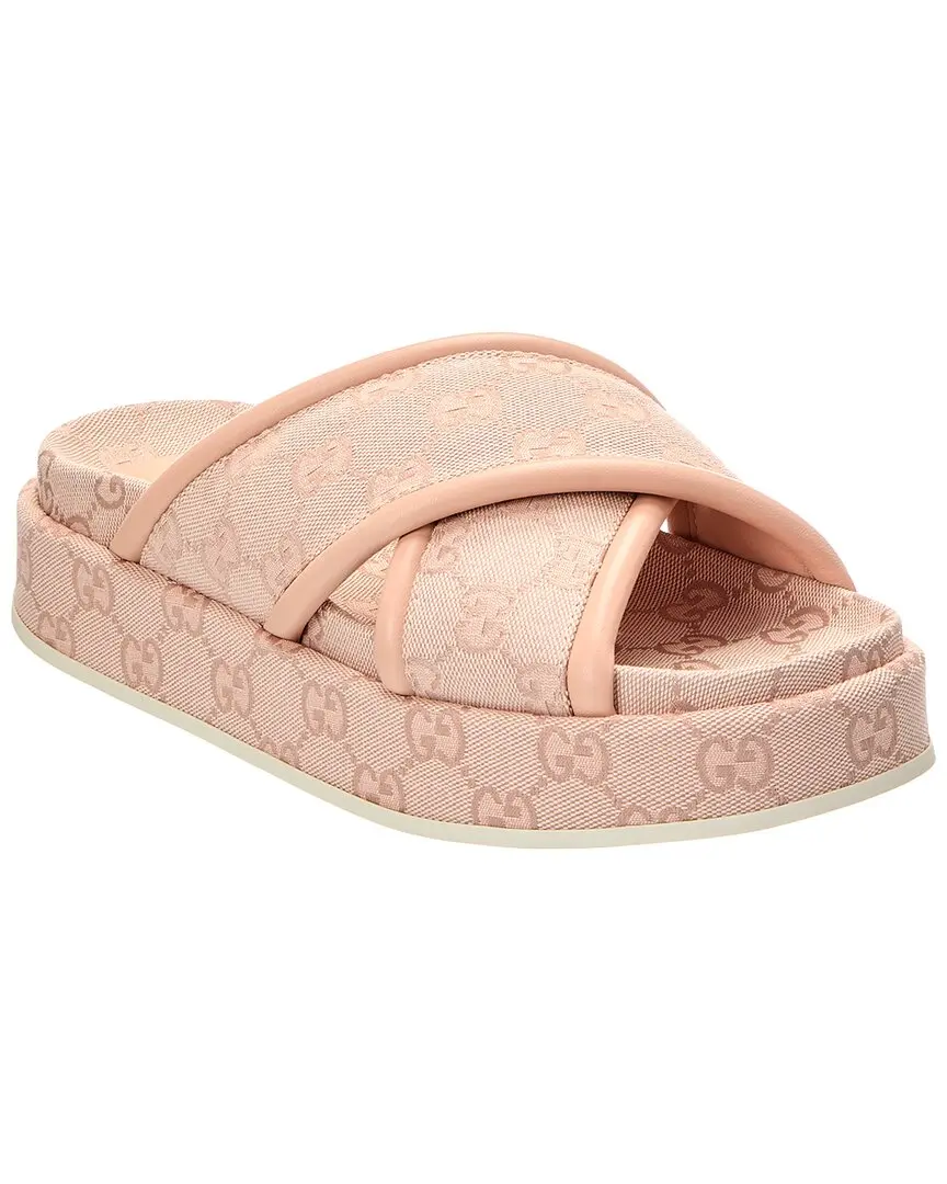 Gucci GG Canvas & Leather Platform Sandal