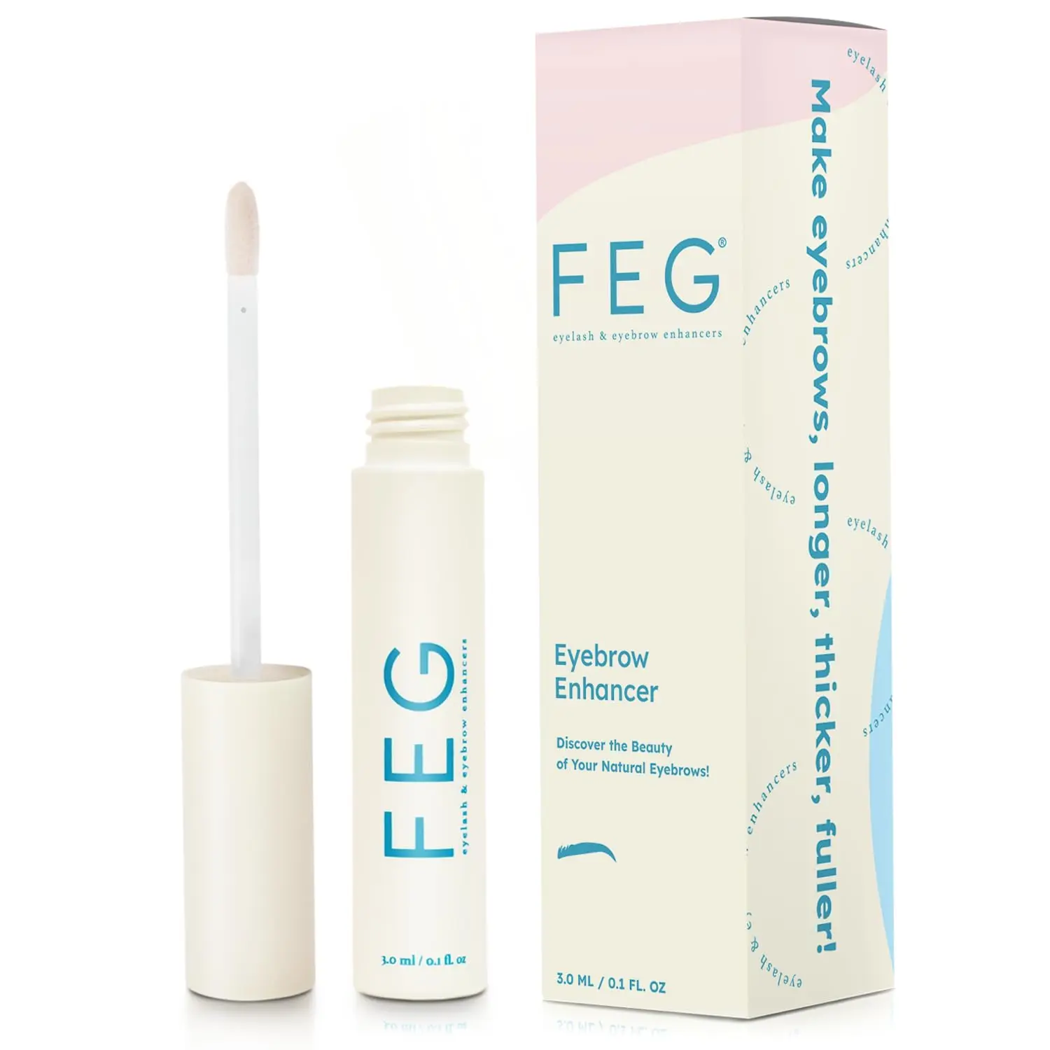 FEG Eyebrow Enhancer Growth Serum for Thicker Brows | Natural Brow Enhancing Serum for Growing and Thickening Eyebrows | Stimulates Natural Growth | 3ml | Single Pack