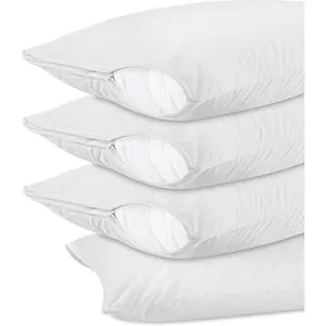 Pillow Protectors with Zipper Standard Size (4 Pack), Terry Pillow Covers, Bed  and Dust Mite Proof