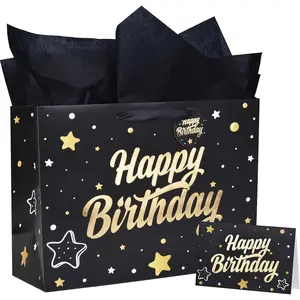 14'' Large Bag Foil Happy Birthday Party Bag with Tissue Paper, Card, Envelope, Tag 14'' Large Bag Foil Happy Birthday Party Bag with Tissue Paper, Card, Envelope, Tag