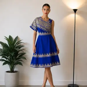 Women's Short-Sleeve Embroidered Short Dress Casual Fit  Comfortable Summer Formal Womenswear Shortsleeve Bohemian Boho Fashion, Lady, Casual Wear