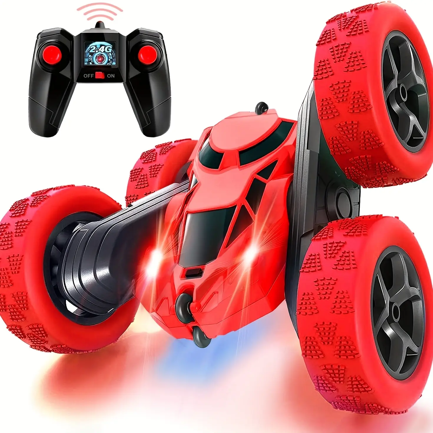 Double-Sided Remote Control Stunt Car, 2.4GHz 360° Rotation, Rechargeable Battery, Front Light, Kids Gift, Ages 6+