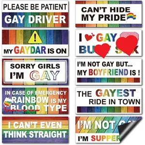 10PCS Prank Magnetic Bumper Stickers,Funny LGBT Rainbow Pride Adult Magnet Decals Sign for Vehicle Truck Car Reusable Magnet Sticker for Fridge